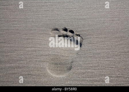 Einzelnen Fußabdruck im sand Stockfoto