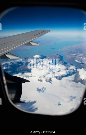 Blick aus einem Flugzeug im Flug Stockfoto