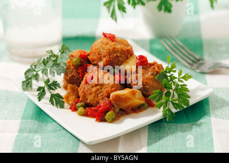 Huhn-Frikadellen mit Tintenfisch. Rezept zur Verfügung. Stockfoto