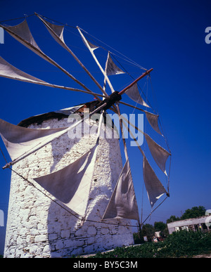 Griechischen Insel Kos, Dodekanes - Antimachia traditionelle Windmühle Stockfoto