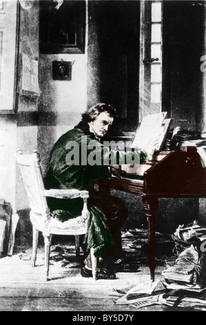 Ludwig van Beethoven am Klavier. Stockfoto