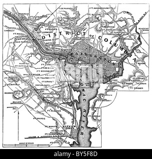 Anfang 1862 waren zweiundfünfzig Festungen und Schanzen bereit in der Nähe der Hauptstadt, Washington, D.C.—as gezeigt und la Stockfoto