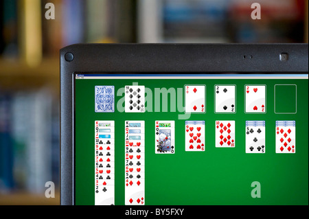 Spielen Sie Solitaire in Microsoft Windows7 Stockfoto