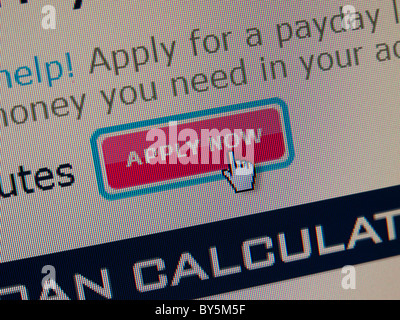 Zahltag UK ist ein Online-Zahltag-Darlehen-Service, der sehr hohe Zinsen oder eine Pauschale für kurzfristige Kredite 1737 % effektivem Jahreszins berechnet Stockfoto