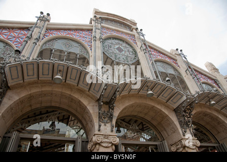 Fassade Mercado Central (Zentralmarkt) in Valencia, Spanien Stockfoto