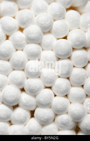 Makro-Bild vom Ende der vielen Wattestäbchen Stockfoto