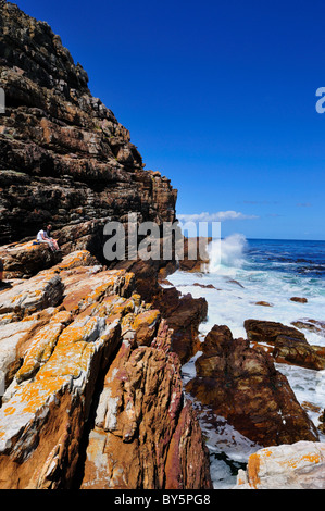 Felsenküste am Kap der guten Hoffnung. Table Mountain National Park, Kapstadt, Südafrika. Stockfoto