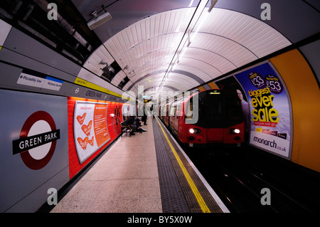 Green Park U-Bahn Station Jubilee Line Plattform, London, England, UK Stockfoto