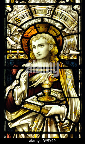 Saint John Glasmalerei, St.-Andreas Kirche, Burton Overy, Leicestershire, England, UK Stockfoto