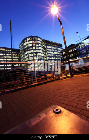 Nightime in Canary Wharf, London Stockfoto