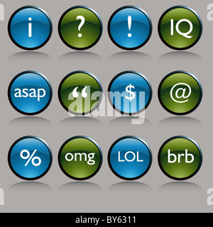 Ein Bild von einen glänzenden Runde SMS-Symbol-Buttons. Stockfoto