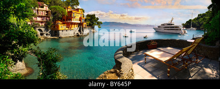 Portofino. modische Meer Fischerdorf für die reichen. Ligurischen Küste. Italien Stockfoto