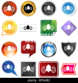 Das Alarmsymbol isoliert auf einem weißen Hintergrund. Stockfoto