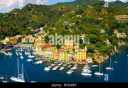 Portofino. modische Meer Fischerdorf für die reichen. Ligurischen Küste. Italien Stockfoto