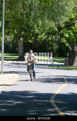 Nur-Fahrrad-Wege auf dem Campus der UC Davis, California, USA. Stockfoto