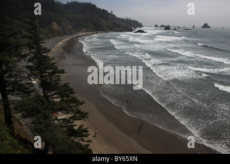 Surfer am Strand Oswald West State Park Oregon Coast Stockfoto