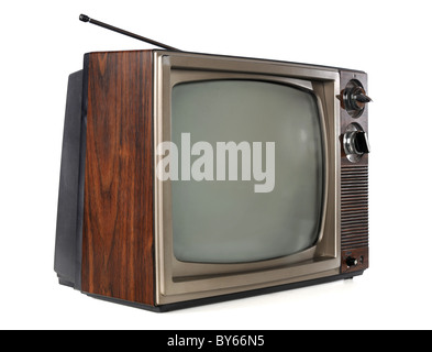 Vintage TV isoliert auf weißem Hintergrund Stockfoto