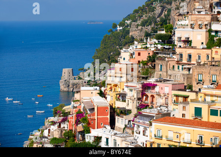 Die mondänen von Positano, Amalfiküste, Italien Stockfoto