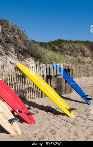 Surfbretter ruht auf Zaun Stockfoto