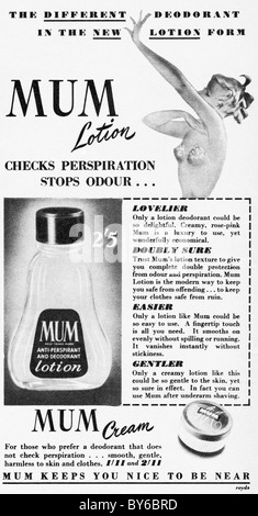 1950er Jahren Anzeige in Zeitschrift für Mama Anti-Transpirant Lotion Damen Stockfoto