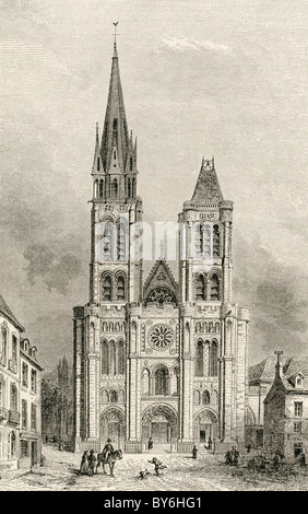Die Kathedrale von St. Denis, mit den Nordturm vor dem Abriss, Paris, Frankreich, im 19. Jahrhundert. Stockfoto