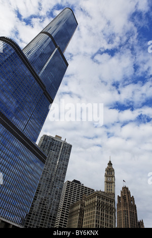 Trump Tower, Wrigley Building und Chicago Tribune Building (v.l.), Chicago, Illinois, USA Stockfoto