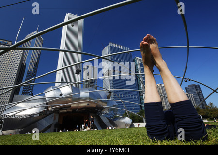 Jay Pritzker Pavilion von Gehry, Millenium Park, Chicago, Illinois, USA Stockfoto