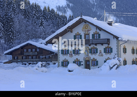 Bauernhaus in das Tal der Jachenau, Upper Bavaria, Bavaria, Germany Stockfoto