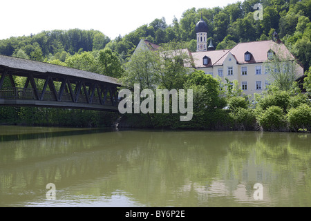 Wolfratshausen und Fluss Isar, Upper Bavaria, Bavaria, Germany Stockfoto