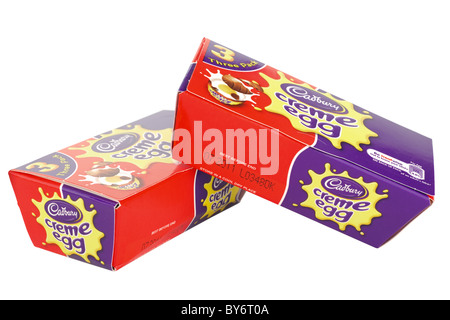 Zwei Boxen drei Cadbury Creme Eier Stockfoto