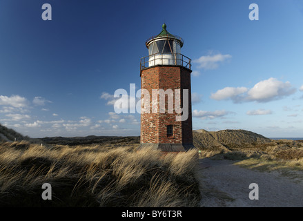 Natur Reservat Dune Landschaft am Roten Kliff in Kampen, Leuchtturm Rotes Kliff, Sylt, Schleswig-Holstein, Deutschland Stockfoto