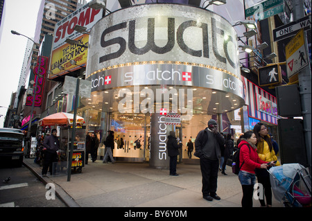 Swatch Store am Times Square in New York Stockfoto