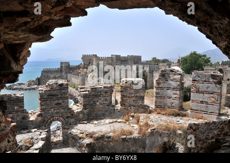 Wiev auf Mamure Kalesi in Anamur, Kalikien, Südküste, Anatolien, Türkei Stockfoto