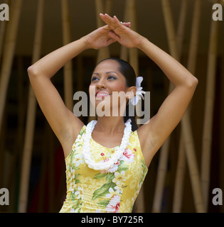 Lokale Frau tanzt Hula, Oahu, Hawaii, USA, Amerika Stockfoto