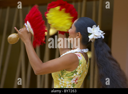 Lokale Frau tanzt Hula, Oahu, Hawaii, USA, Amerika Stockfoto