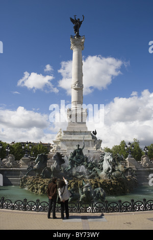 Brunnen und Denkmal des Girondins Bordeaux, Gironde, Aquitane, Frankreich, Europa Stockfoto