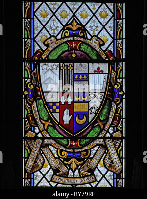 Ein Glasfenster Darstellung heraldische Glas, Pfarrei Kirche der St. Laurence, Napton, Warwickshire Stockfoto