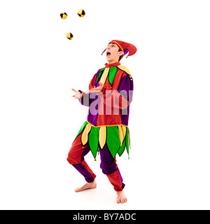 Narr mit Jonglierbälle Stockfoto