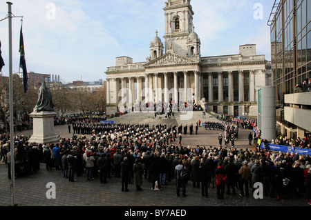 Ark Royal berühmte Flugzeugträger Stilllegung Parade auf Guildhall Square Portsmouth England UK Samstag, 22. Januar 2011 Stockfoto