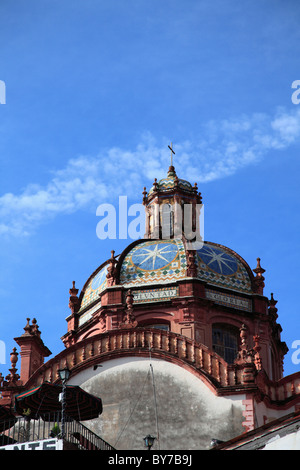 Kirche Santa Prisca, Taxco, koloniale Stadt bekannt für seine silberne Märkte, Bundesstaat Guerrero, Mexiko, Nordamerika Stockfoto