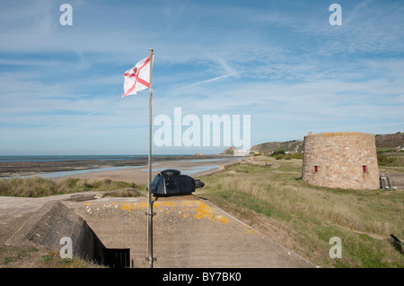 Oben auf den deutschen Bunker WW2 Military Museum, St Ouens Bay Jersey Stockfoto