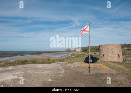 Oben auf den deutschen Bunker WW2 Military Museum, St Ouens Bay Jersey Stockfoto