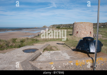 Oben auf den deutschen Bunker WW2 Military Museum, St Ouens Bay, Jersey Stockfoto