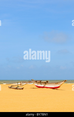 Angelboote/Fischerboote am Strand von Negombo, Sri Lanka Stockfoto