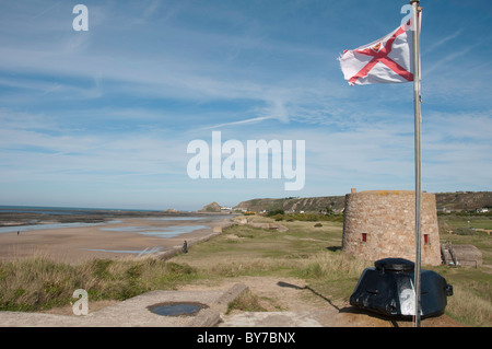 Oben auf den deutschen Bunker WW2 Military Museum, St Ouens Bay Jersey Stockfoto