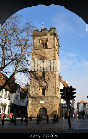 Anfang des 15. Jahrhunderts mittelalterlichen Uhrturm in St Albans, Hertfordshire, UK. Stockfoto