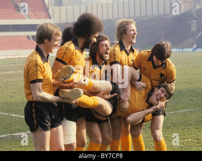 Wölfe League Cup Finale Spieler Derek Parkin, George Berry, Kenny Hibbitt, Peter Daniel, Andy Gray John Richards Emlyn Hughes Stockfoto