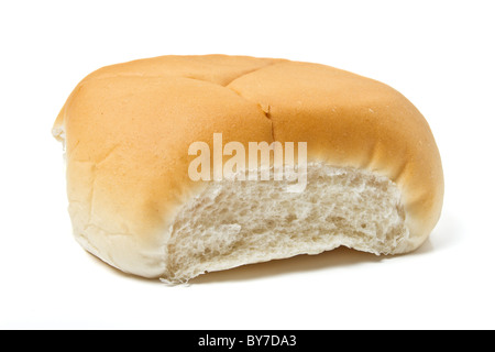 Weiche weiße Bap Brötchen für ein Sandwich, isoliert auf weiss verwendet. Stockfoto