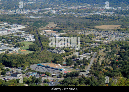 Tennessee Chattanooga, Lookout Mountain, Aussicht, Tal, Luftaufnahme von oben, weit entfernt, Shopping Shopper Shopper Shop Shops Market Markets Market Stockfoto