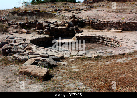 Ausgegrabenen Ruinen Harrappa Zivilisation bei Dholavira, Anicient Ort der Indus-Tal Zivilisation, Kutch, Gujarat, Indien Stockfoto